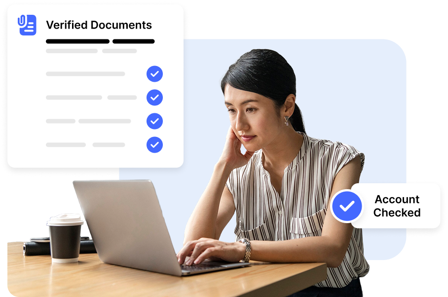 User verifying identity documents on laptop